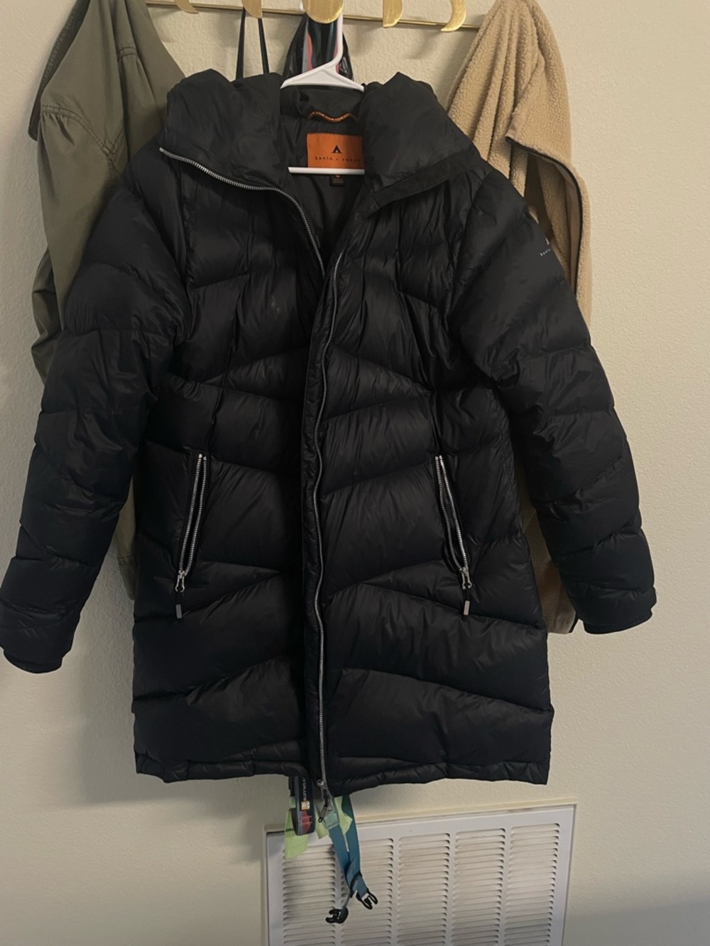 Black Women's Long Puffer Coat with Hood
